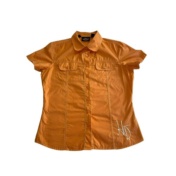 Harley Davidson Ladies Button Down Short Size Medium - Picture 2 of 5